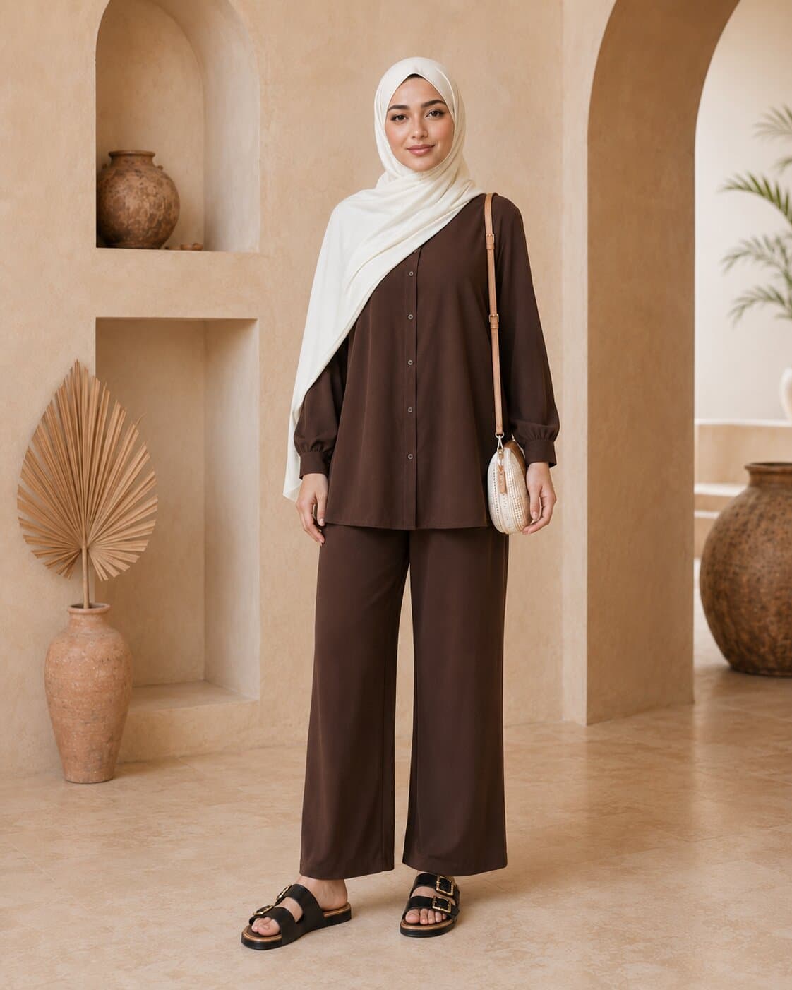 Abaya en satin brodée d'or